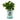 A mint small artificial plant with green leaves growing in a decorative tin canister, on a white background