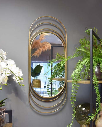 Timeless Antique Gold Oval Metal Mirror