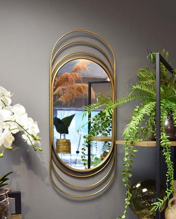 Timeless Antique Gold Oval Metal Mirror