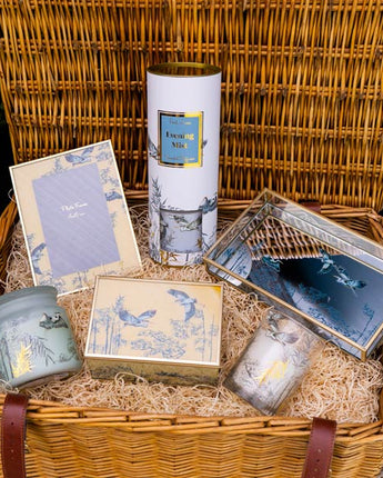 The Heron by the Thames Gift Hamper in a Brown Woven Basket