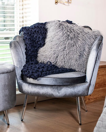 Chunky Knit Throw Blanket in a Navy Blue