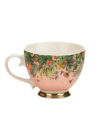 Pink and Floral Chinoiserie Footed Mug