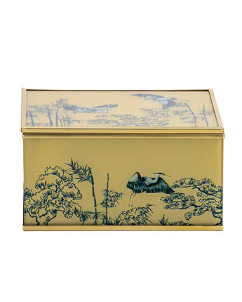 Radiant Gold Glass Jewellery Box Majestic Heron Design