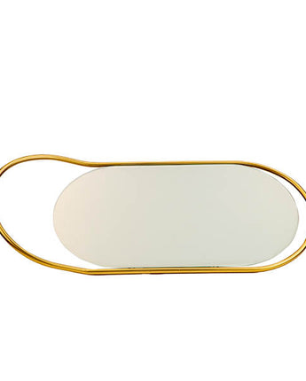 Art Deco Style Round 59CM Oval Mirror with a Gold Frame