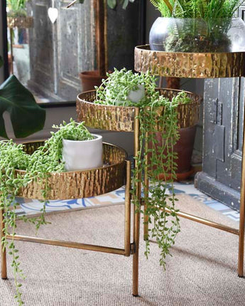 Elegant Antique Gold 3-Tier Metal Planter Stand