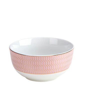 Pink and Gold Bowl with a Geometric Design