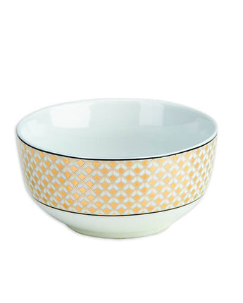 Black and Gold Patterned Geometric Bowl