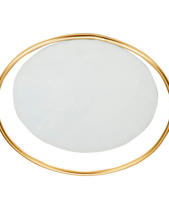 Art Deco Style 37CM Round Mirror with a Gold Circular Frame