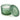 Green glass floral scented candle holder with textured design on a white background
