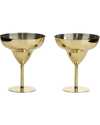 Set of Two Art Deco Gold Margarita Glasses