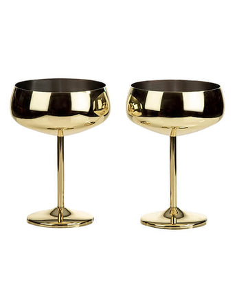 Set of Two Art Deco Gold Champagne Saucers