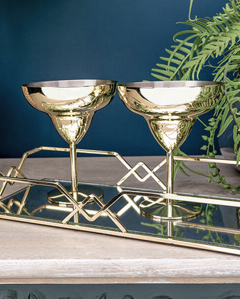 Set of Two Art Deco Gold Margarita Glasses