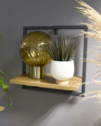 Golden Glow Oak Wall-Mounted Shelf (35x35cm)