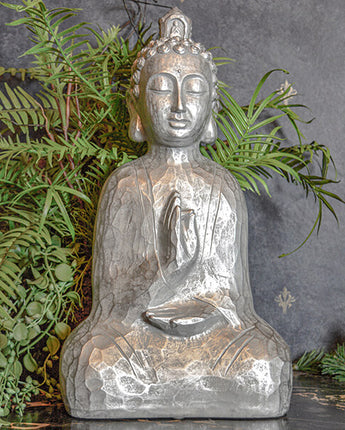 Serene Silver Buddha Statue