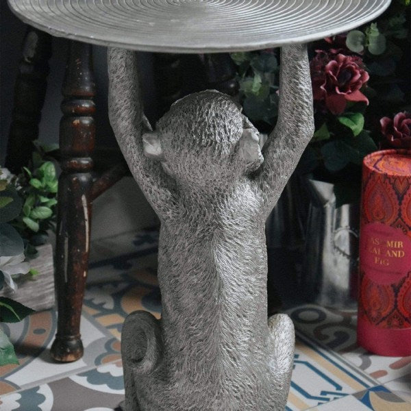 Three Monkey Table Resin Monkey Table in Silver – Madison & Mayfair