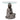 Silver Sitting Buddha Side Table with a Clear Glass Top
