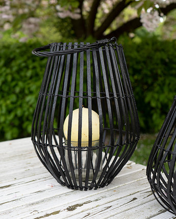 Urban Lantern Matt Black Slatted with a Chic Handle