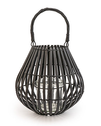 Urban Lantern- Matt Black Slatted with a Chic Handle