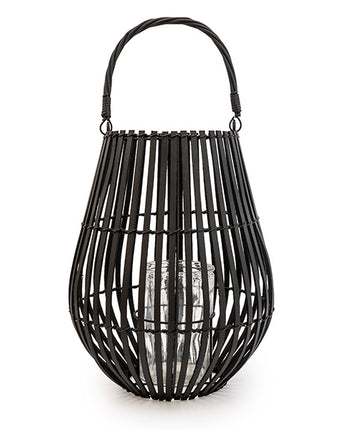 Urban Lantern Matt Black Slatted with a Chic Handle