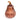 A glossy, amber-brown glass pumpkin figurine with a ribbed texture and a curved stem