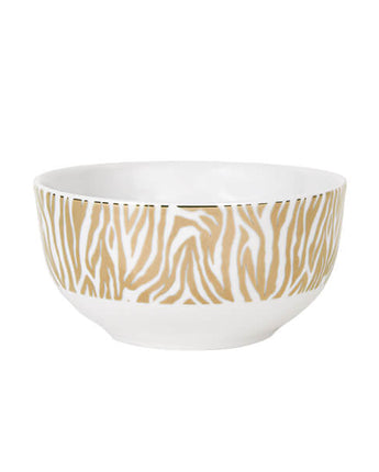 Art Deco Gold and White Zebra Print Bowl