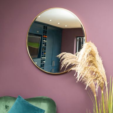 Large Round Mirror with Gold Frame 