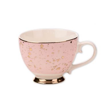 Pink and Gold Speckled Footed Mug 