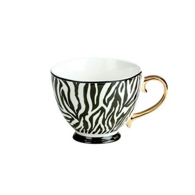 Footed Leopard Print Mug with Gold Handle