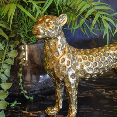 Gold Leopard Statue