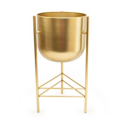 Small Gold Metal Planter on Stand