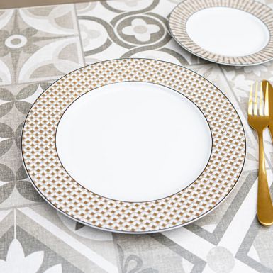 Black and Gold Patterned Dinner Plate
