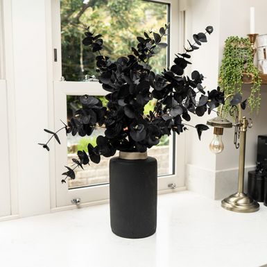 Small Black and Cream Cylinder Vase