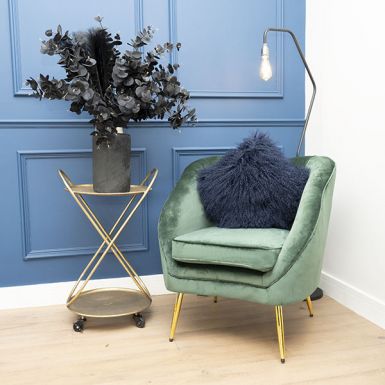 Emerald Green Kensington Velvet Chair with Padded Cushion and Gold Legs
