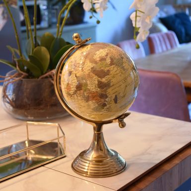 Globe Ornament in Cream and Gold
