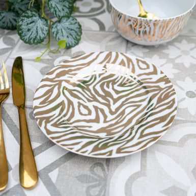 Gold and White Zebra Print Side Plate