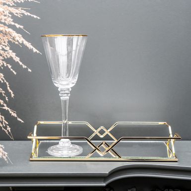 Art Deco Style Gold Mirrored Drinks Tray
