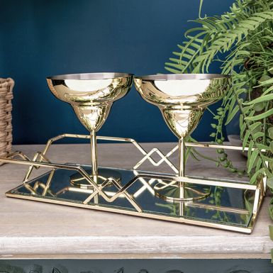 Set of Two Art Deco Gold Margarita Glasses