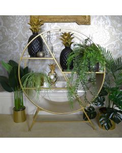 Gold Console Table with Glass Shelves